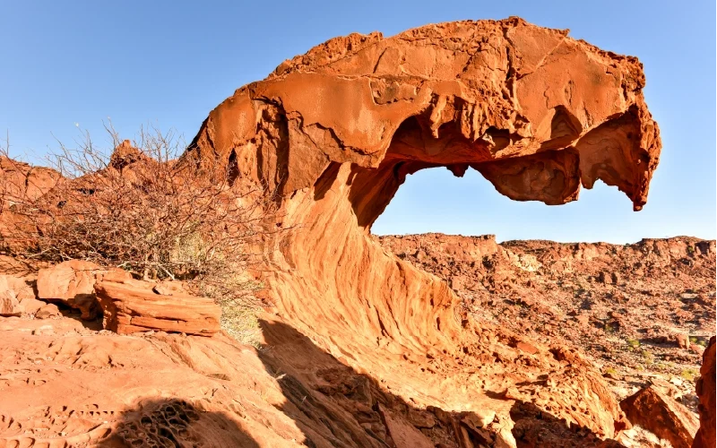 A natural arch in a sandstone rock formation