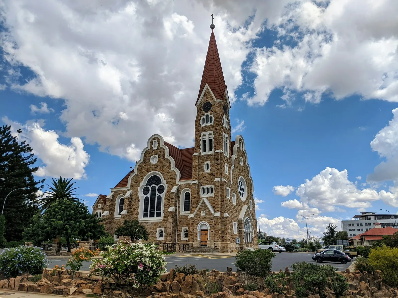 Christuskirche in central Windhoek beneath a blue sky