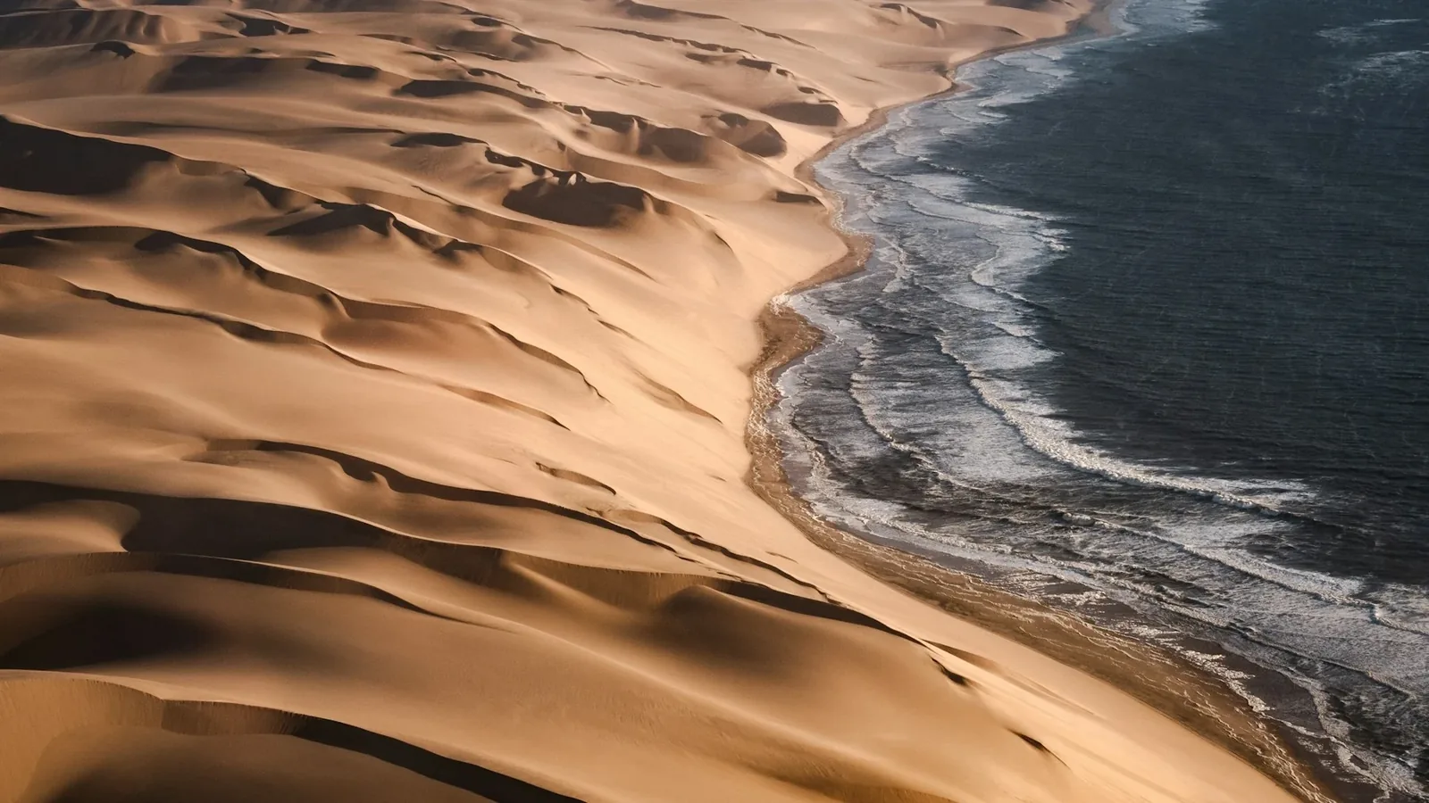 Namib Desert dunes meeting the Atlantic coastline
