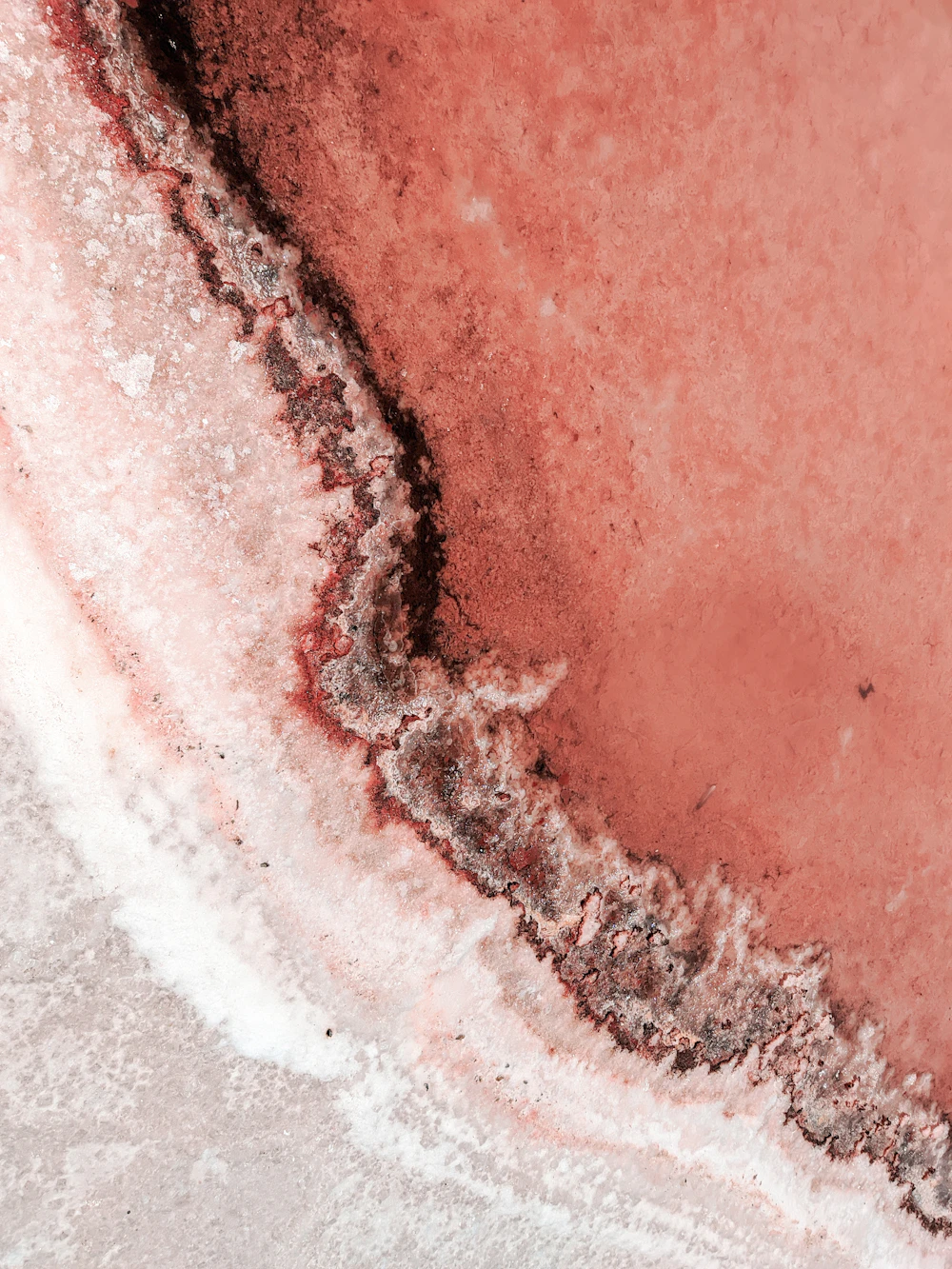 An aerial view of the salt shoreline at Walvis Bay